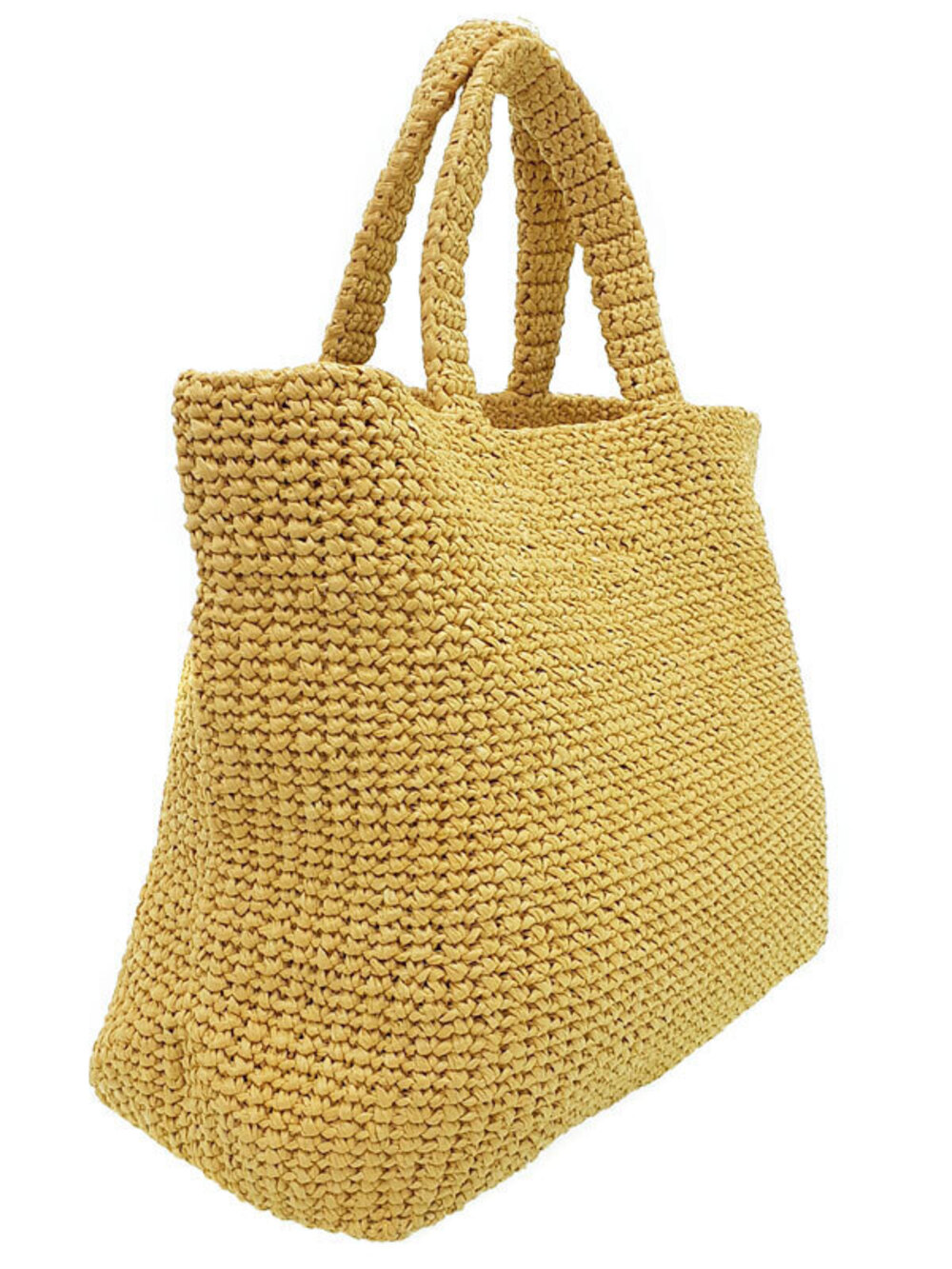 Prada yellow tote crochet embroidered bag Tan logo black